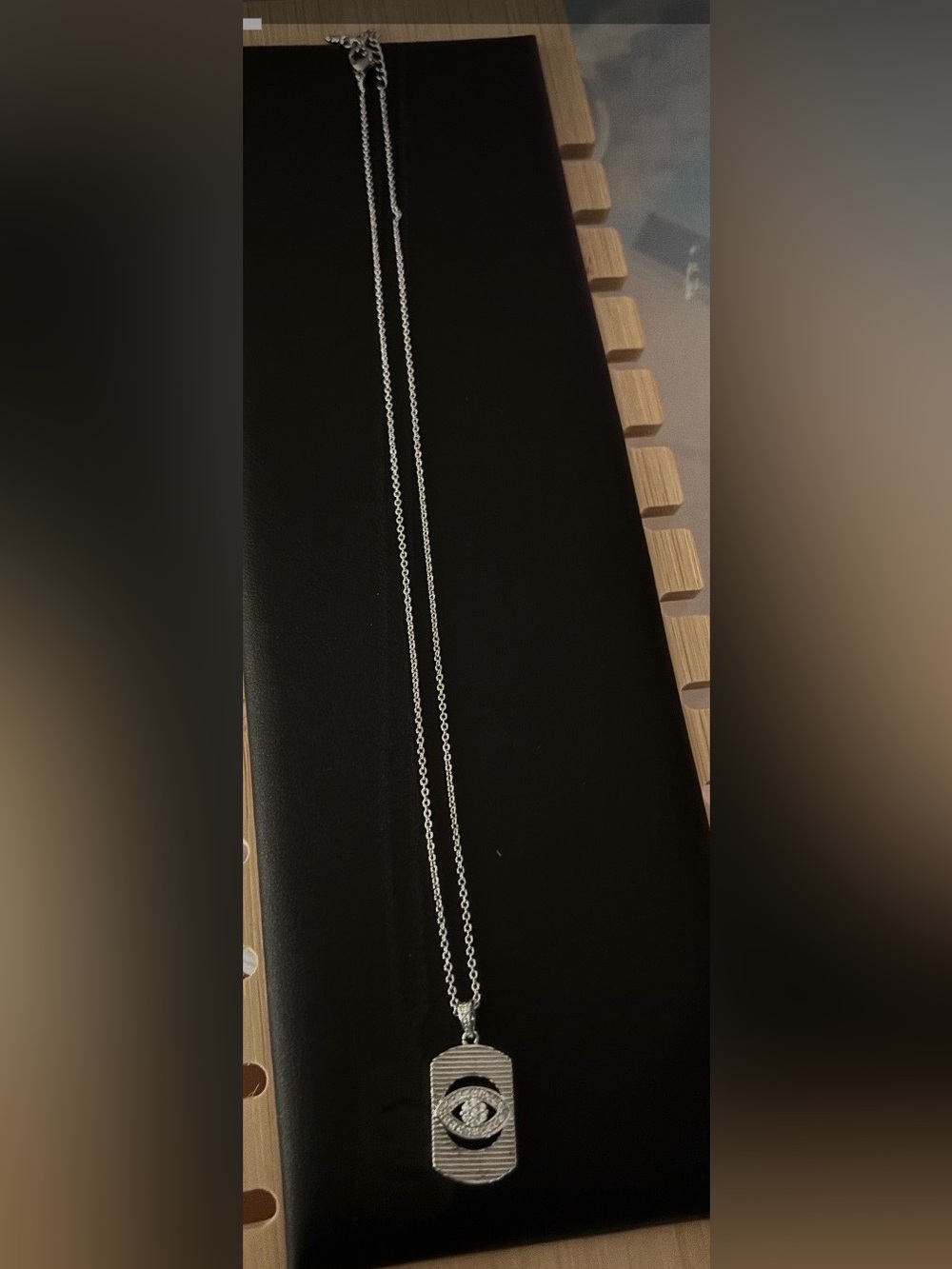 White Gold Plated Evil Eye Pendant Necklace